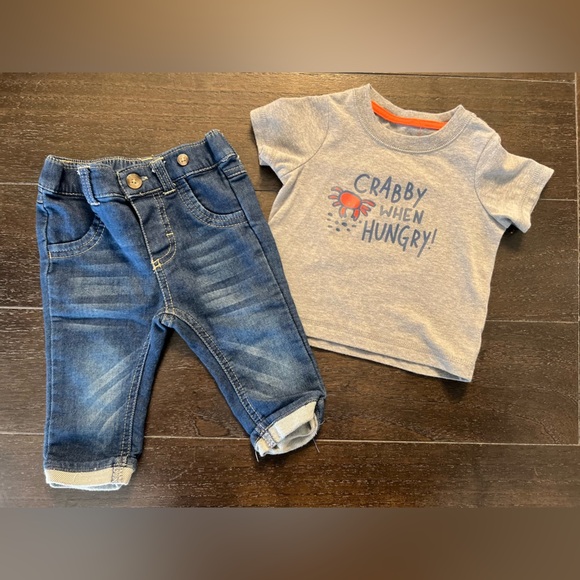 Cat & Jack 2 piece t shirt jeans matching set - infant baby 3-6M - Picture 8 of 8